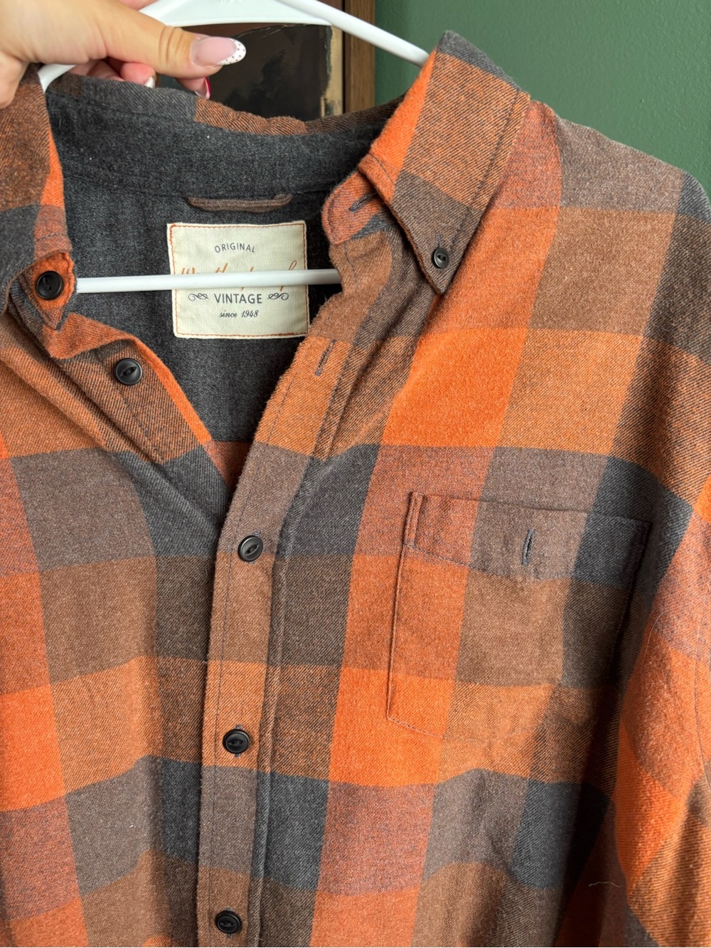 Weatherproof Orange & Brown Plaid Button-Down Shirt